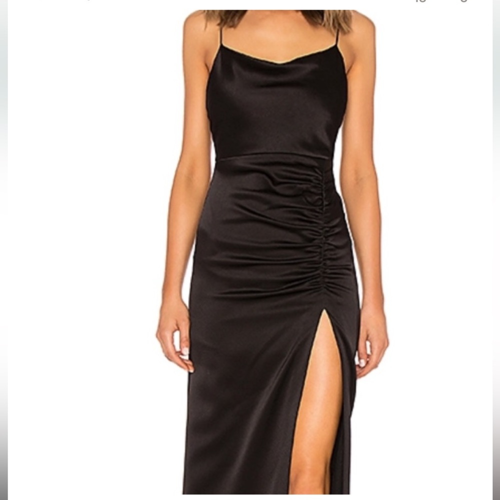 Alice + Olivia Black Ruched Slip Dress